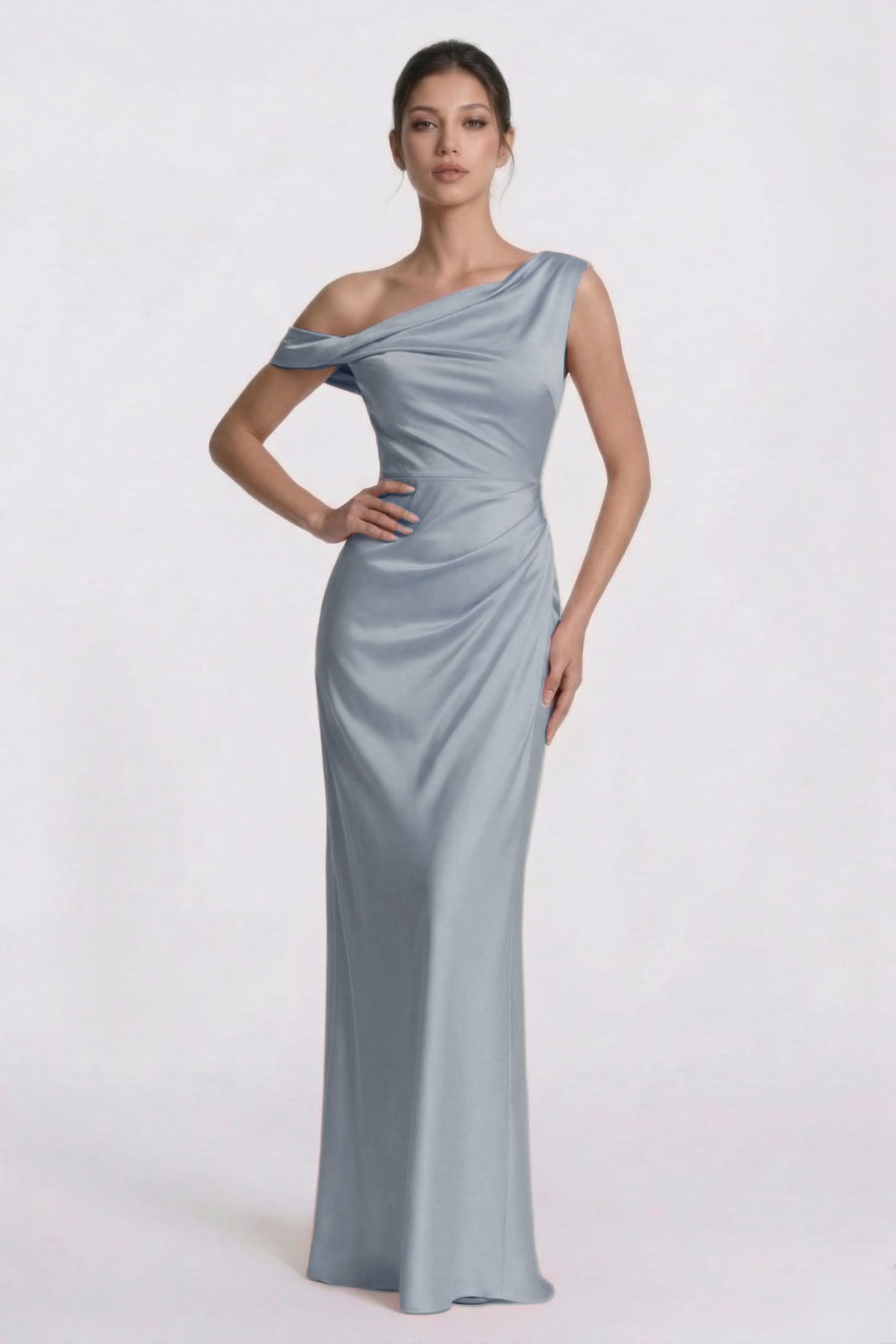 Elegant Sheath Column Floor Length Acetate Satin Bridesmaid Dress CG0309BM Bridesmaid Dress