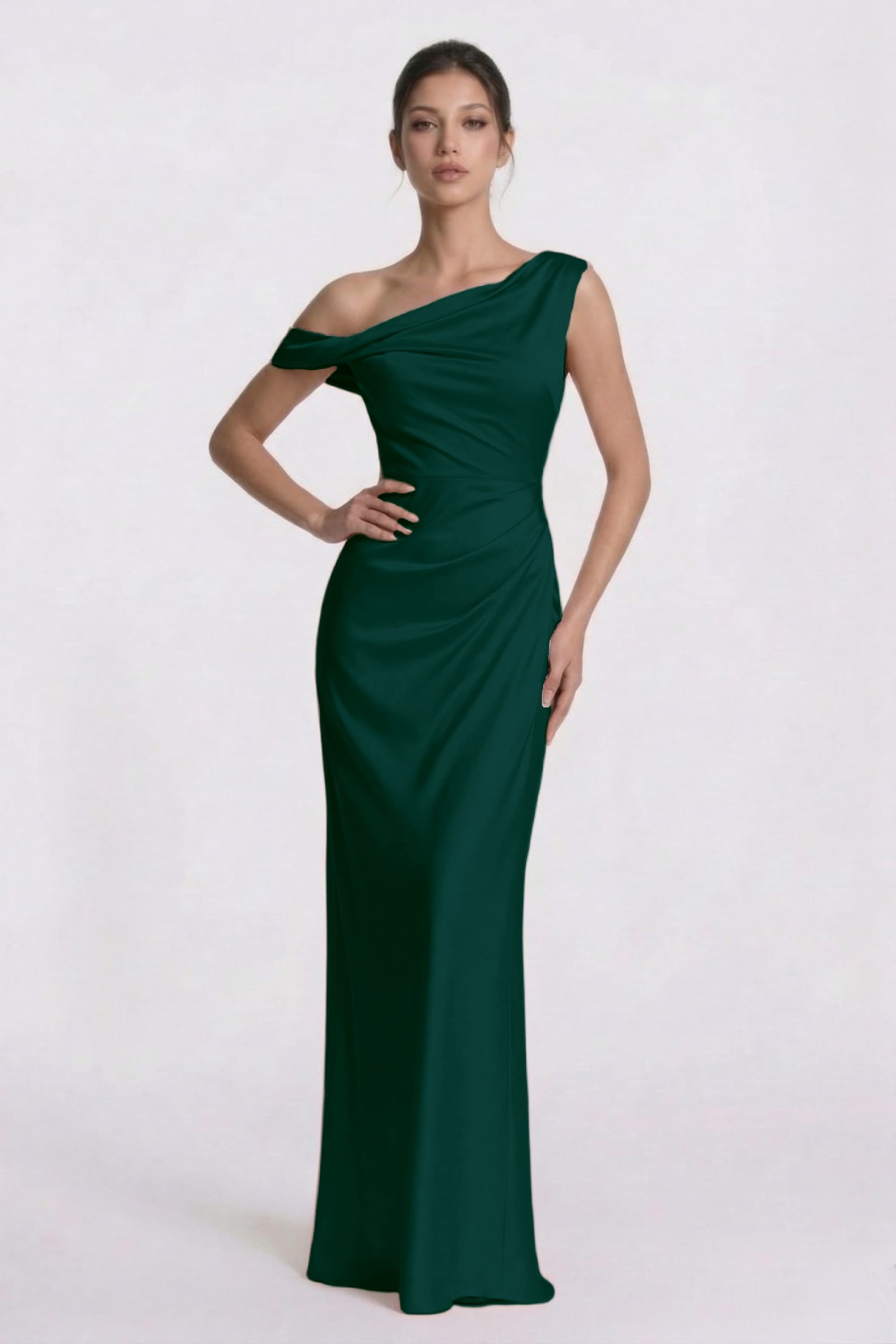 Elegant Sheath Column Floor Length Acetate Satin Bridesmaid Dress CG0309BM Bridesmaid Dress