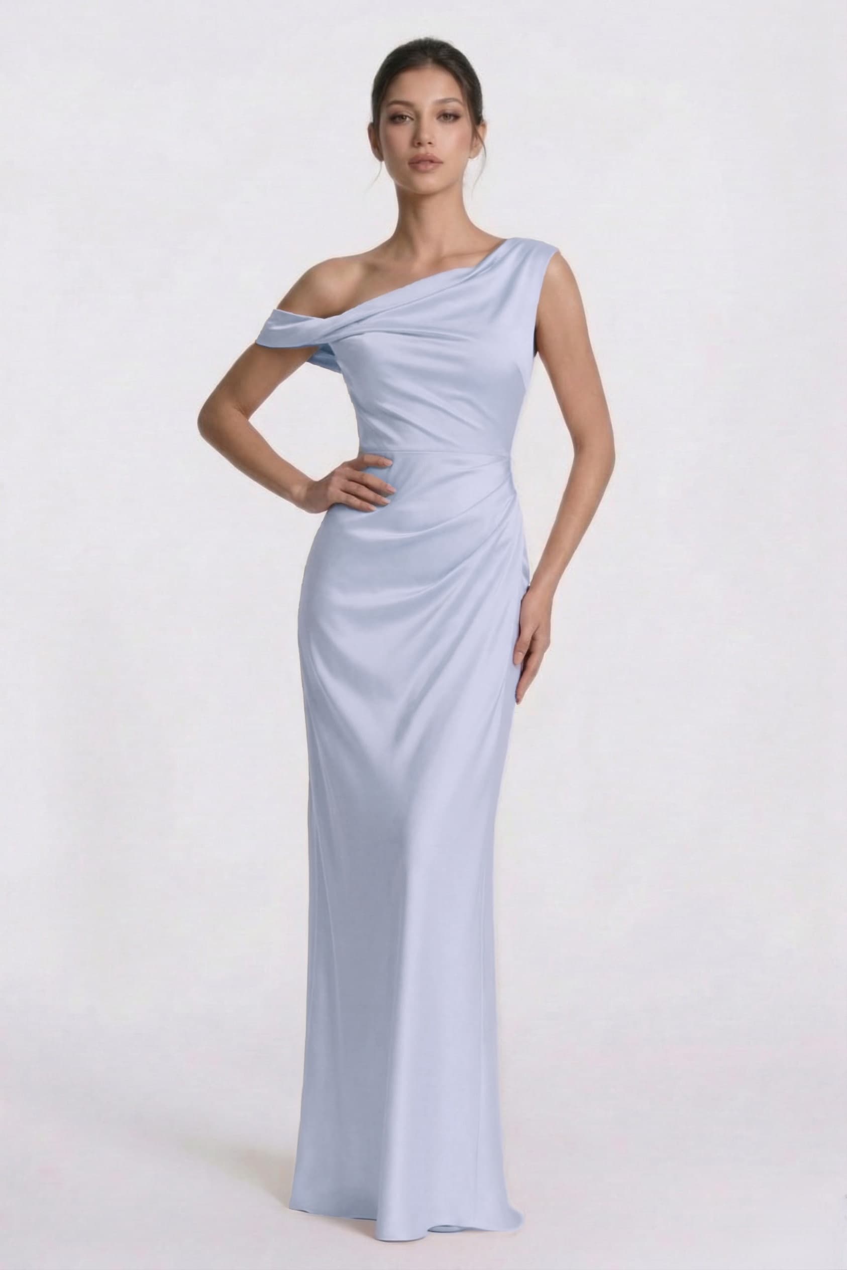 Elegant Sheath Column Floor Length Acetate Satin Bridesmaid Dress CG0309BM Bridesmaid Dress
