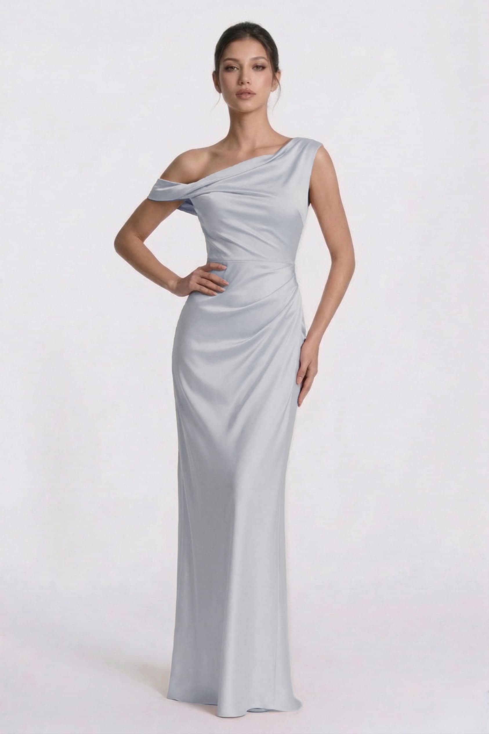 Elegant Sheath Column Floor Length Acetate Satin Bridesmaid Dress CG0309BM Bridesmaid Dress