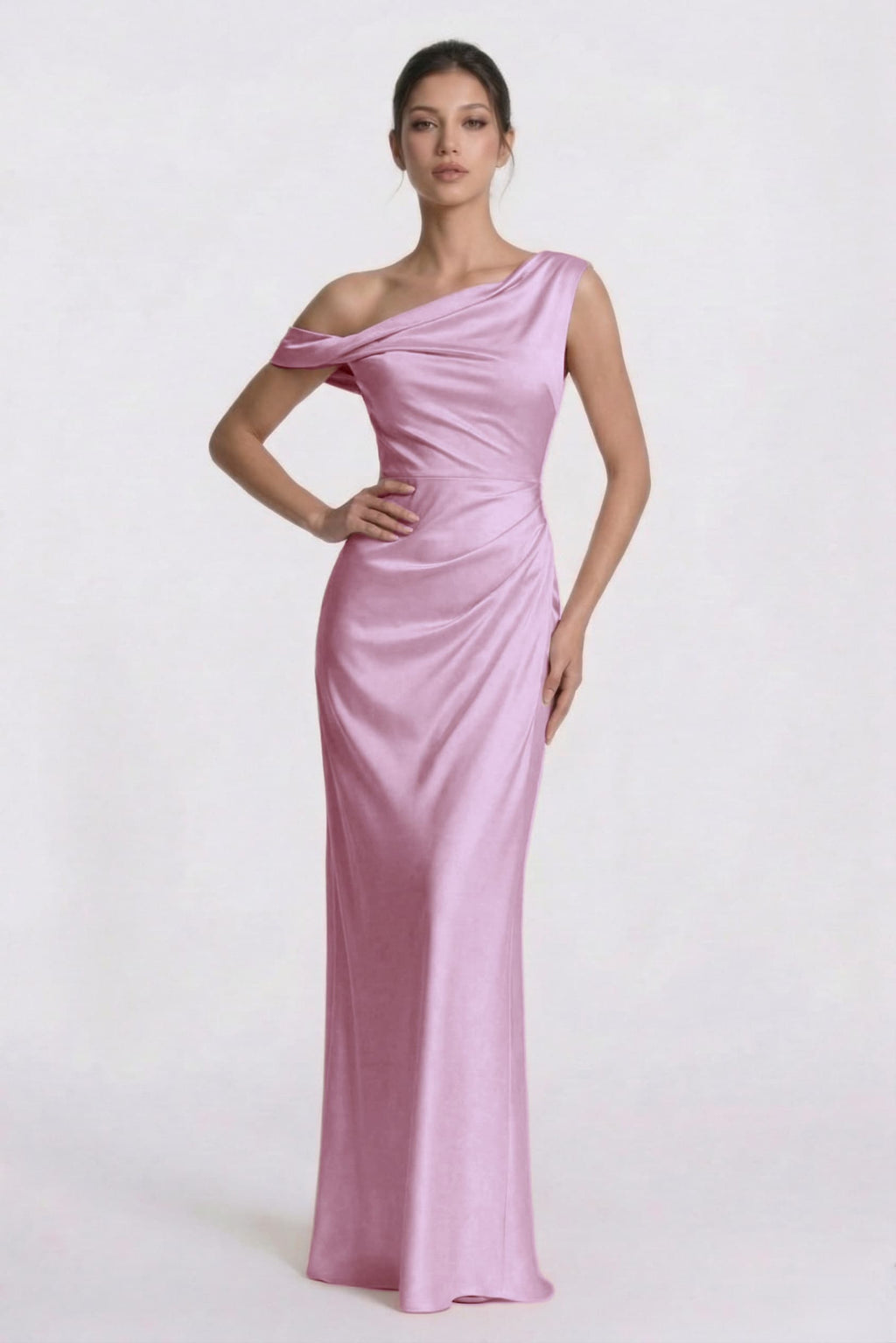 Elegant Sheath Column Floor Length Acetate Satin Bridesmaid Dress CG0309BM Bridesmaid Dress