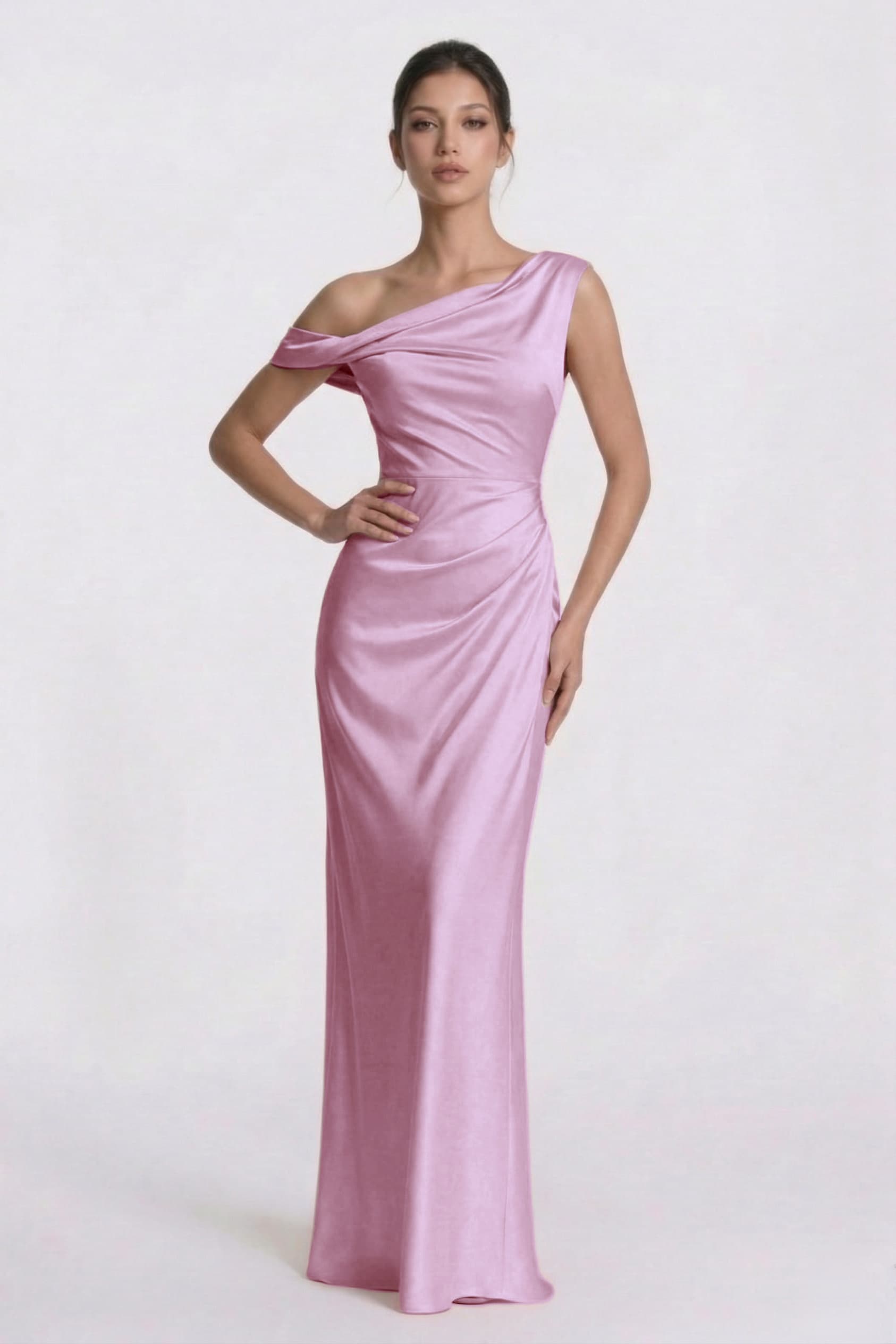 Elegant Sheath Column Floor Length Acetate Satin Bridesmaid Dress CG0309BM Bridesmaid Dress