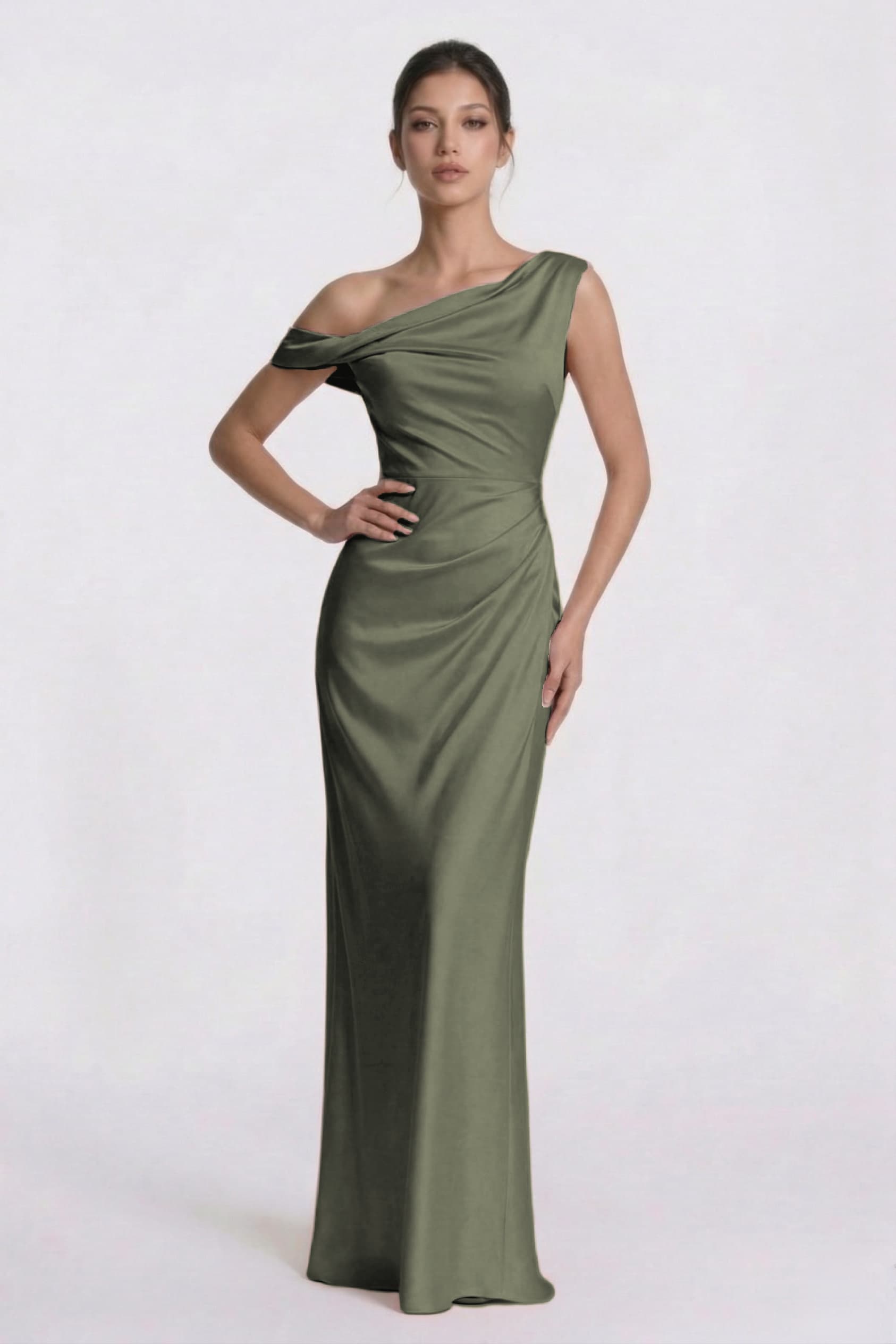 Elegant Sheath Column Floor Length Acetate Satin Bridesmaid Dress CG0309BM Bridesmaid Dress