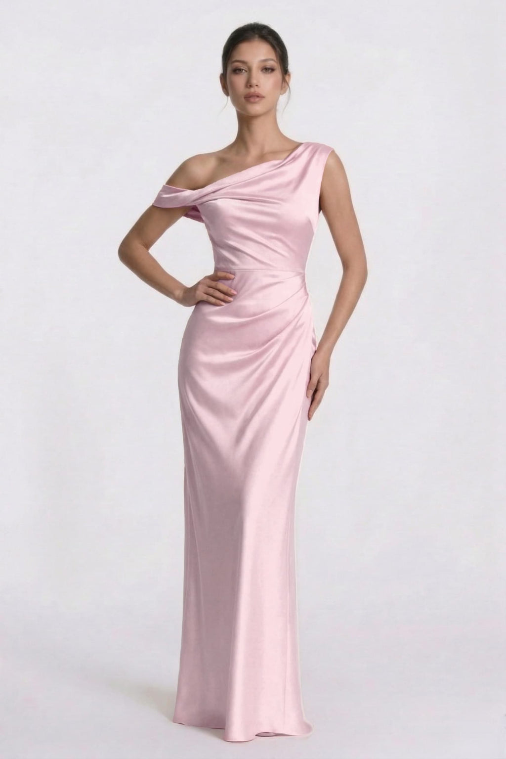 Elegant Sheath Column Floor Length Acetate Satin Bridesmaid Dress CG0309BM Bridesmaid Dress