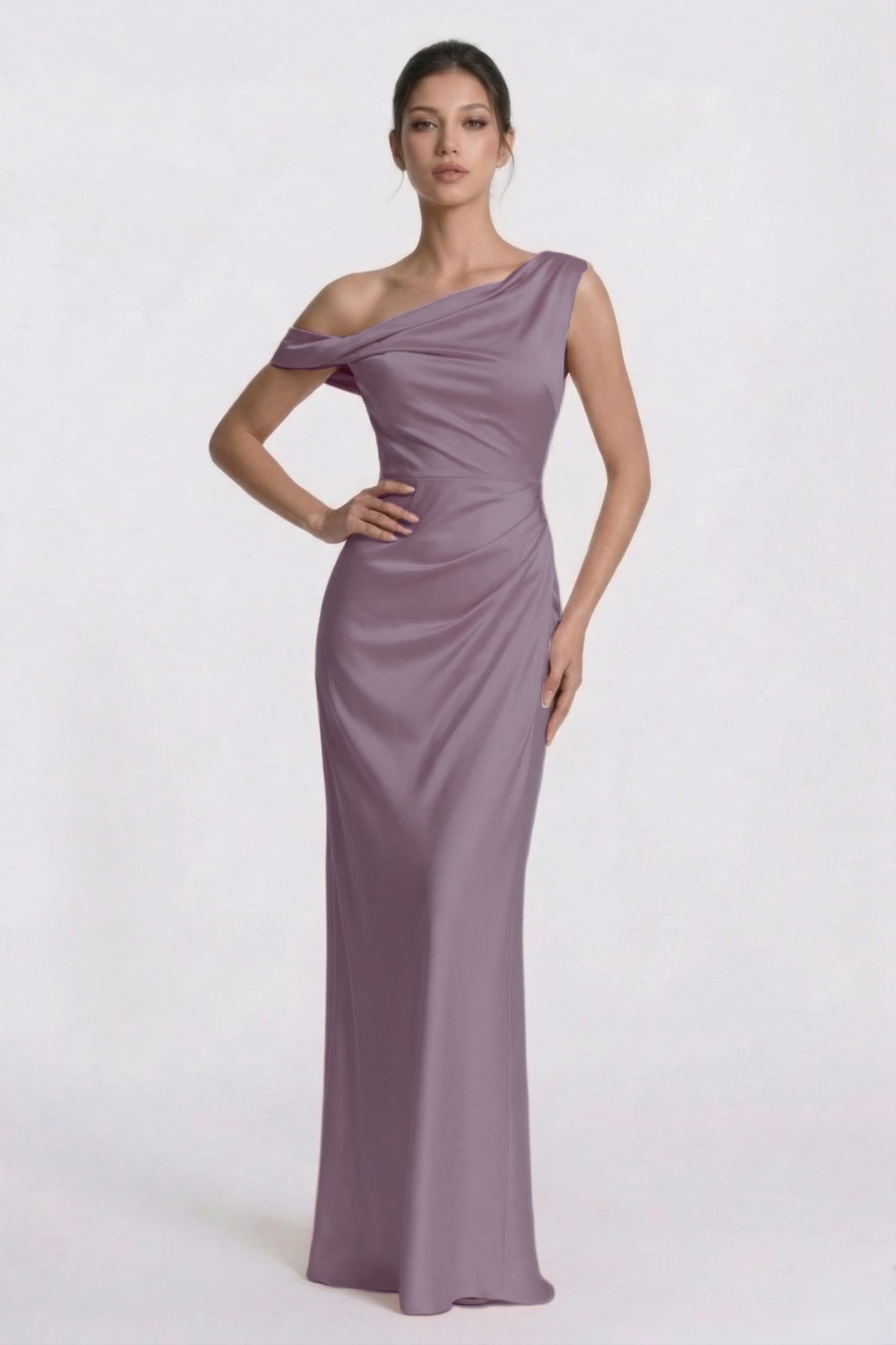 Elegant Sheath Column Floor Length Acetate Satin Bridesmaid Dress CG0309BM Bridesmaid Dress