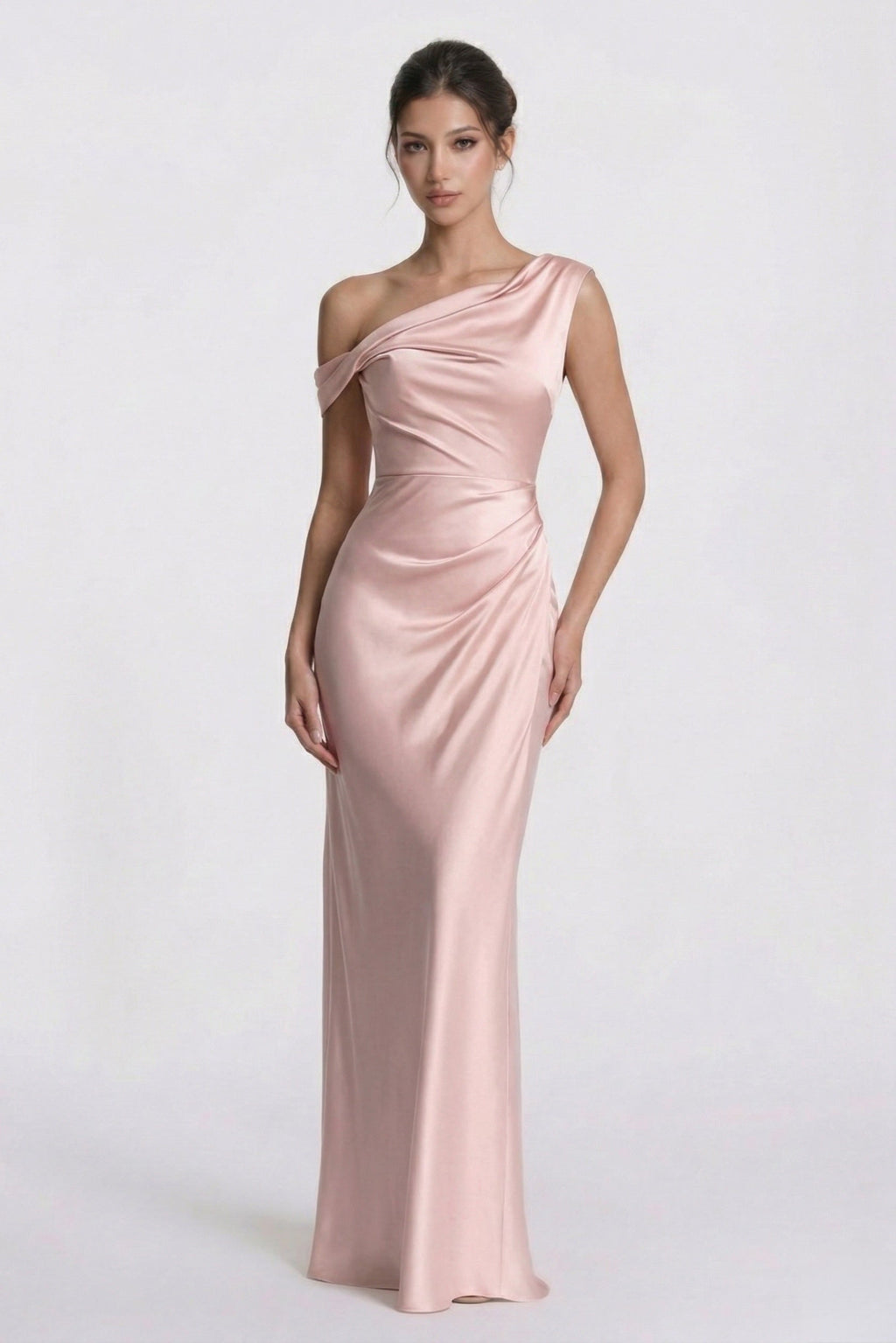 Elegant Sheath Column Floor Length Acetate Satin Bridesmaid Dress CG0309BM Bridesmaid Dress