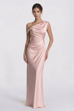 Elegant Sheath Column Floor Length Acetate Satin Bridesmaid Dress CG0309BM Bridesmaid Dress