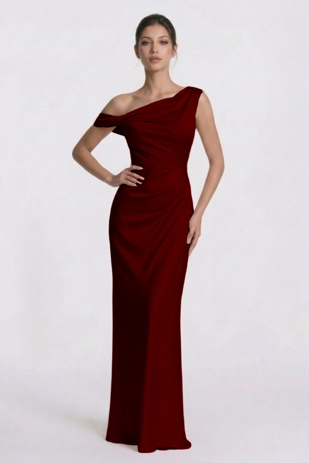 Elegant Sheath Column Floor Length Acetate Satin Bridesmaid Dress CG0309BM Bridesmaid Dress