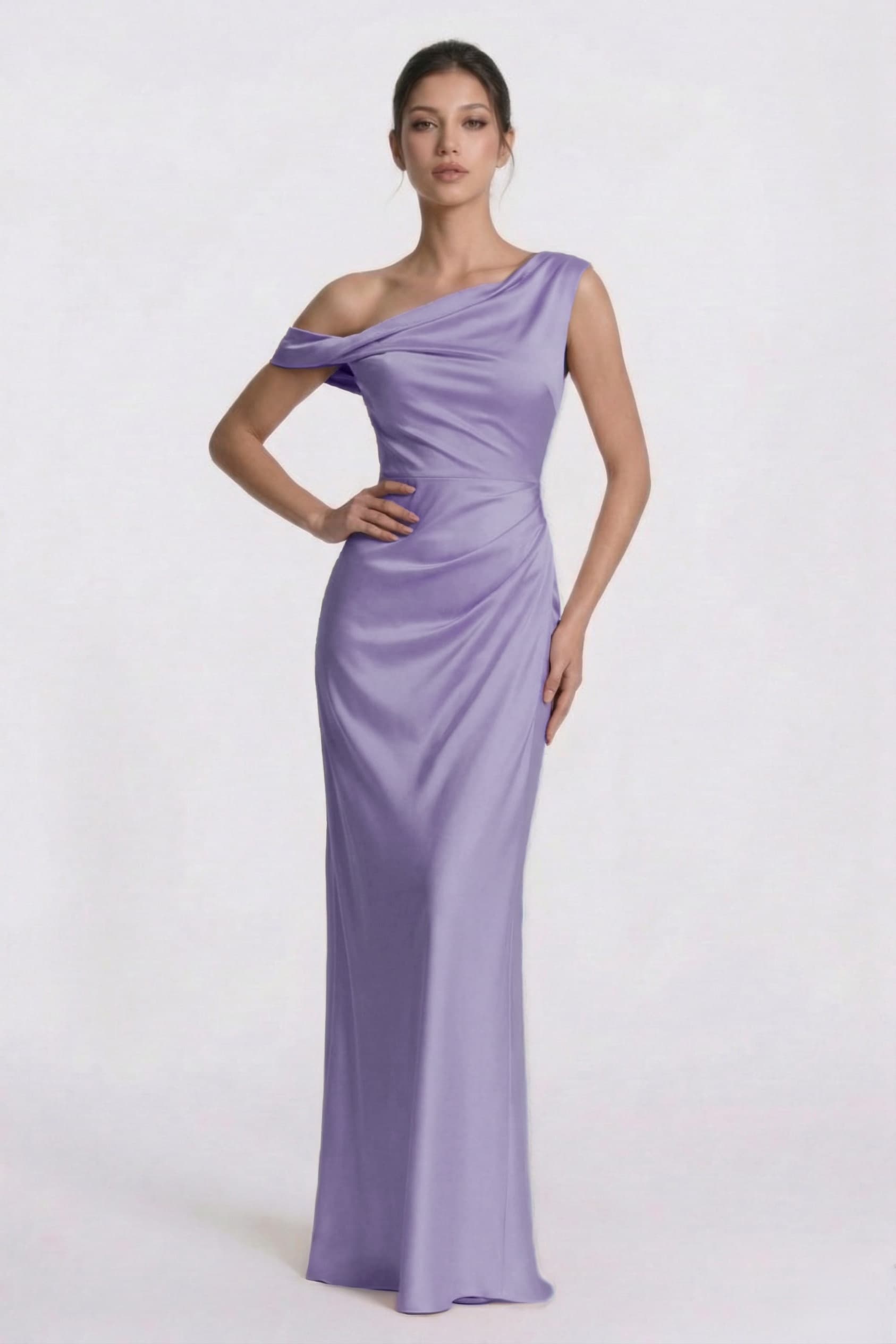 Elegant Sheath Column Floor Length Acetate Satin Bridesmaid Dress CG0309BM Bridesmaid Dress