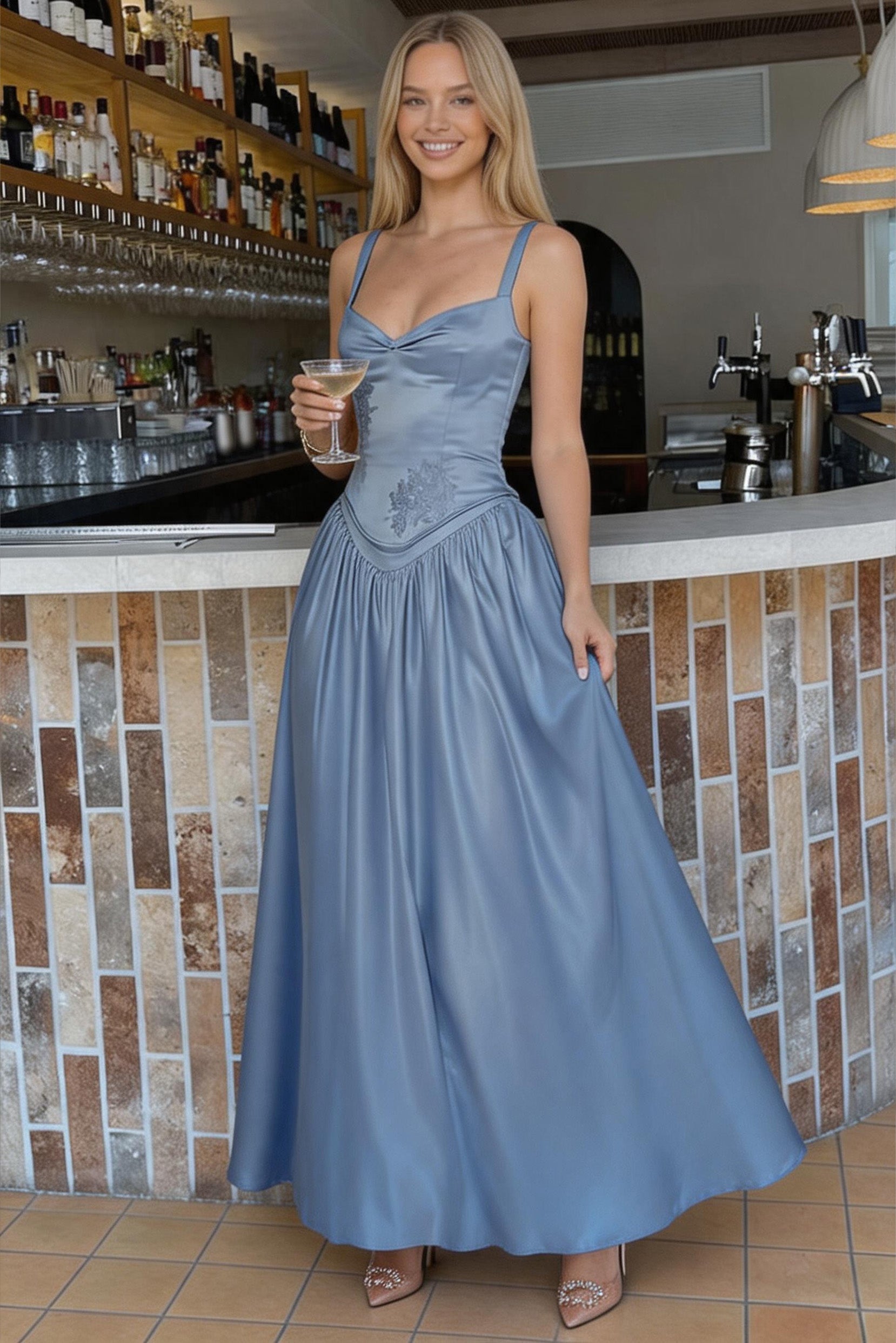 Elegant A Line/Two Piece Ankle Length Soft Satin Bridesmaid Dress CG0311BM Bridesmaid Dress