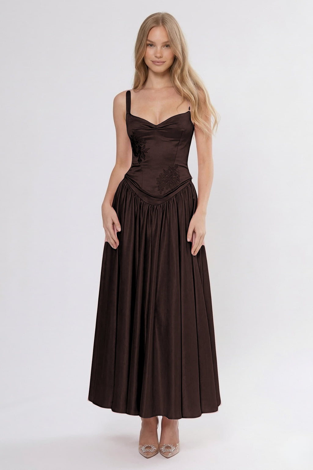 Elegant A Line/Two Piece Ankle Length Soft Satin Bridesmaid Dress CG0311BM Bridesmaid Dress