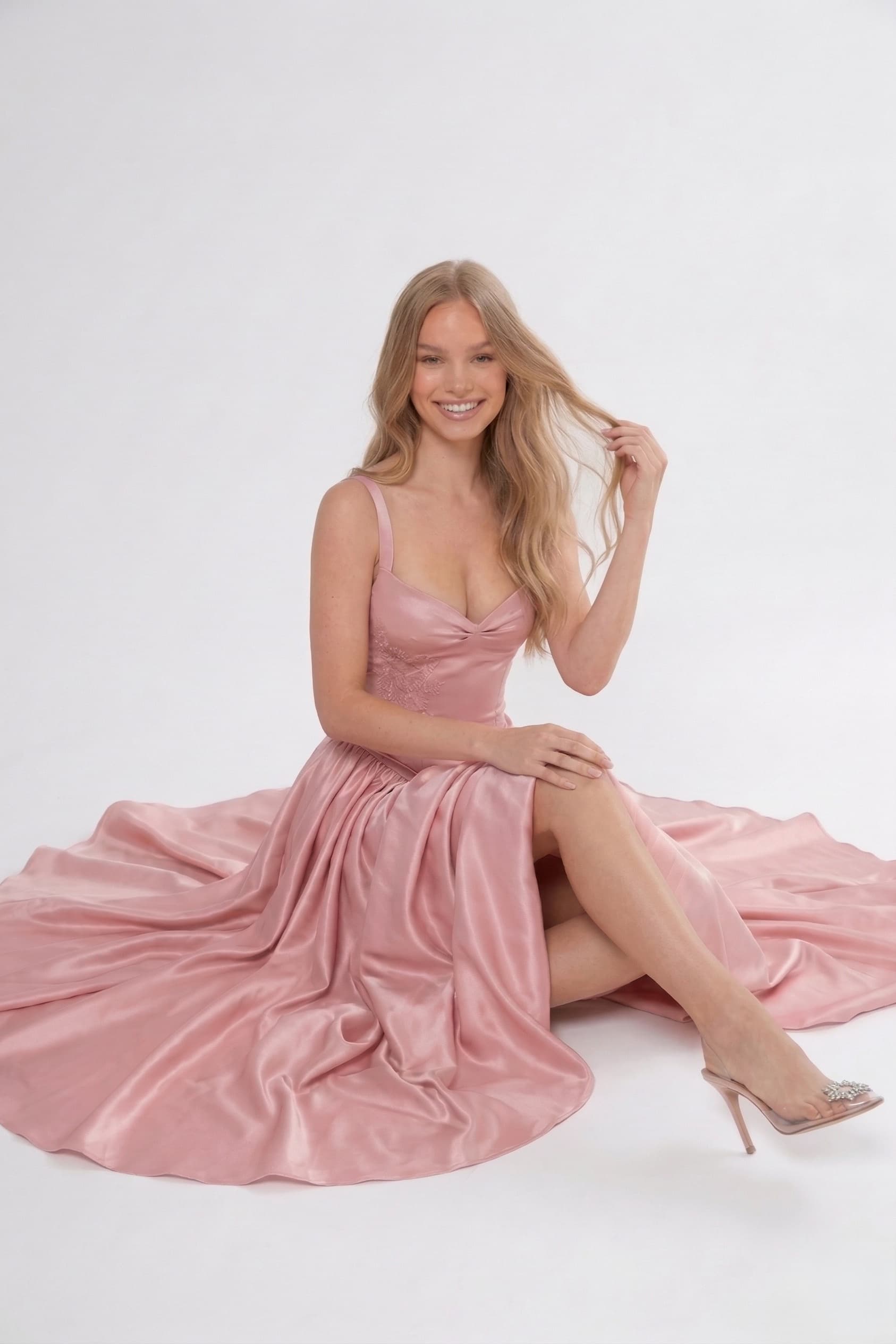 Elegant A Line/Two Piece Ankle Length Soft Satin Bridesmaid Dress CG0311BM Bridesmaid Dress