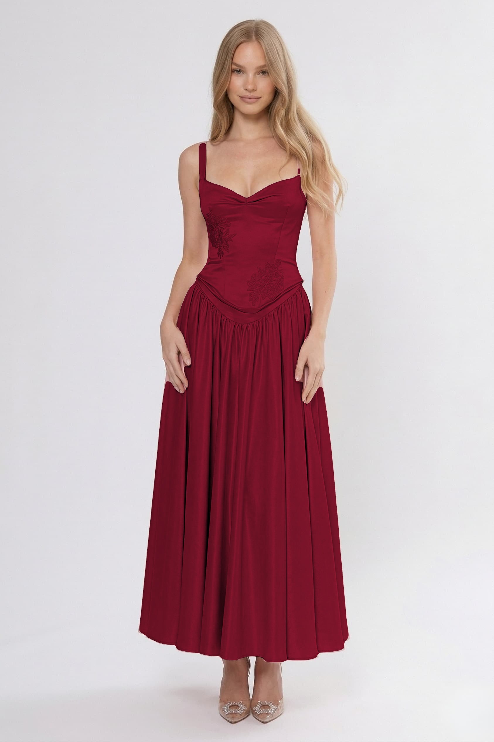Elegant A Line/Two Piece Ankle Length Soft Satin Bridesmaid Dress CG0311BM Bridesmaid Dress