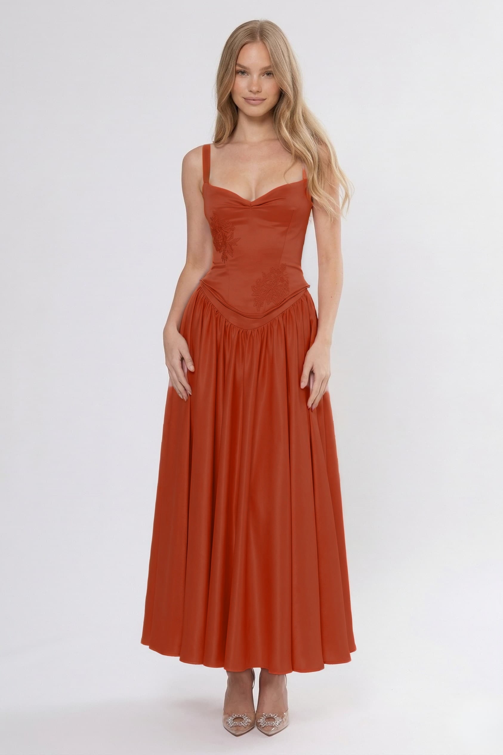 Elegant A Line/Two Piece Ankle Length Soft Satin Bridesmaid Dress CG0311BM Bridesmaid Dress