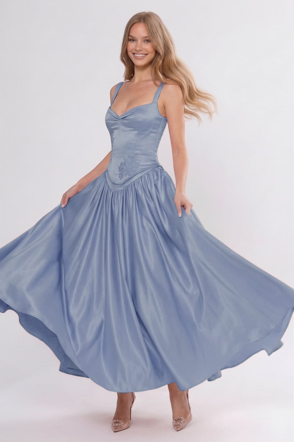 Elegant A Line/Two Piece Ankle Length Soft Satin Bridesmaid Dress CG0311BM Bridesmaid Dress