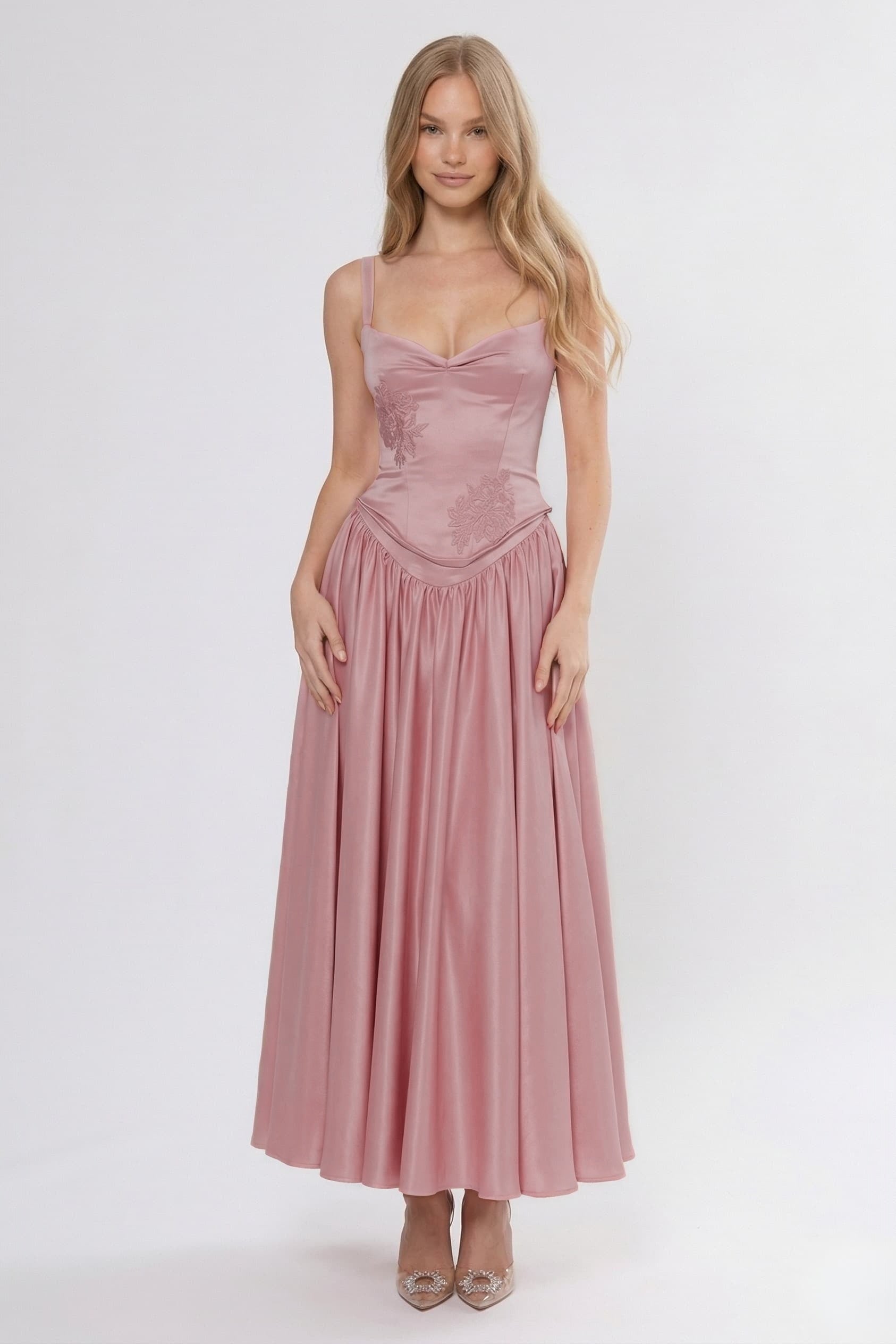 Elegant A Line/Two Piece Ankle Length Soft Satin Bridesmaid Dress CG0311BM Bridesmaid Dress