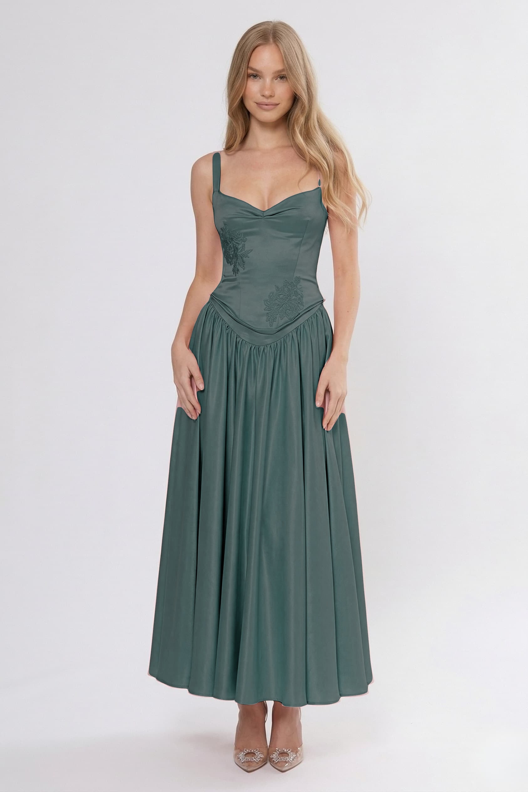 Elegant A Line/Two Piece Ankle Length Soft Satin Bridesmaid Dress CG0311BM Bridesmaid Dress