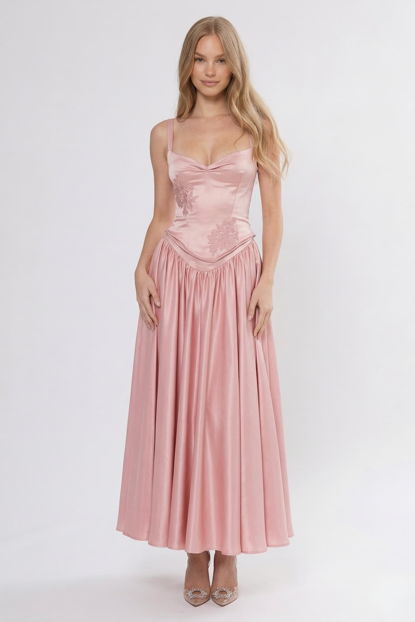 Elegant A Line/Two Piece Ankle Length Soft Satin Bridesmaid Dress CG0311BM Bridesmaid Dress