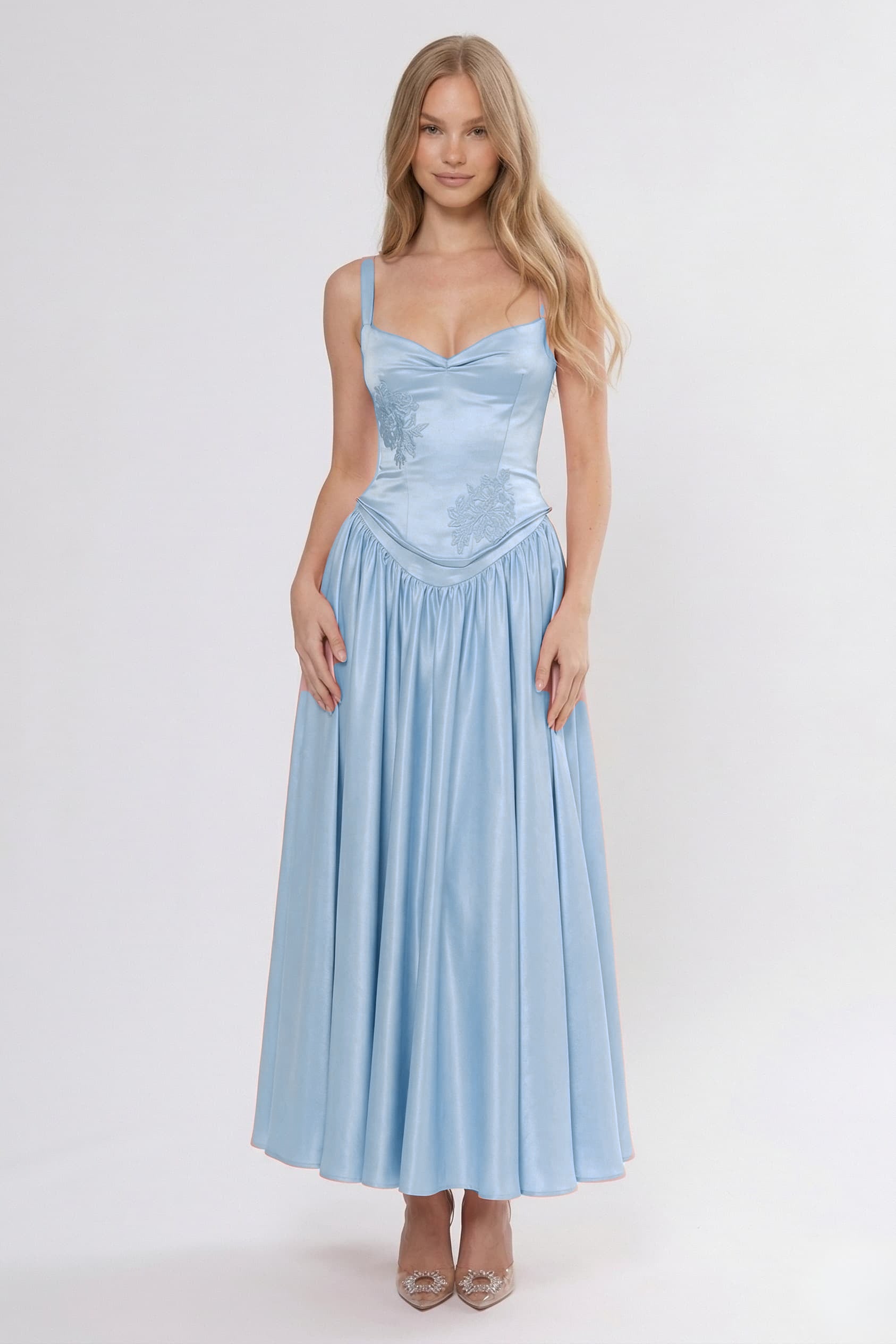 Elegant A Line/Two Piece Ankle Length Soft Satin Bridesmaid Dress CG0311BM Bridesmaid Dress