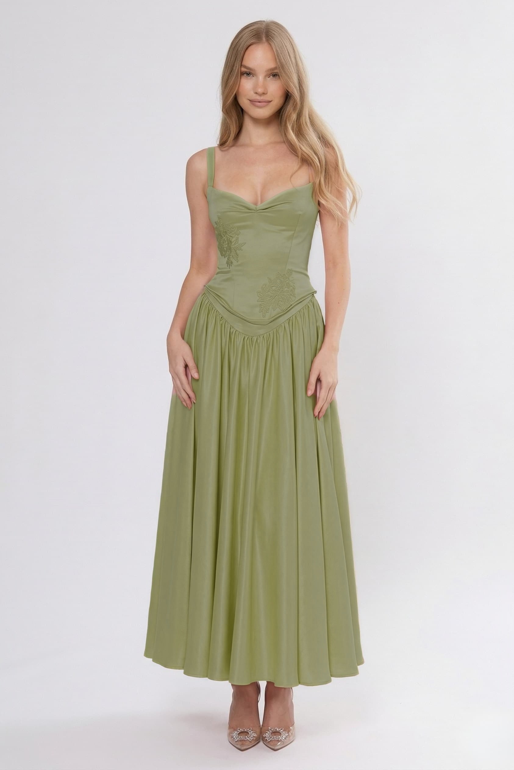 Elegant A Line/Two Piece Ankle Length Soft Satin Bridesmaid Dress CG0311BM Bridesmaid Dress