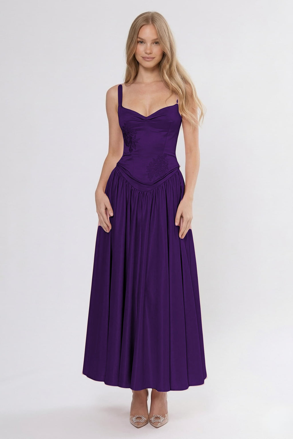 Elegant A Line/Two Piece Ankle Length Soft Satin Bridesmaid Dress CG0311BM Bridesmaid Dress