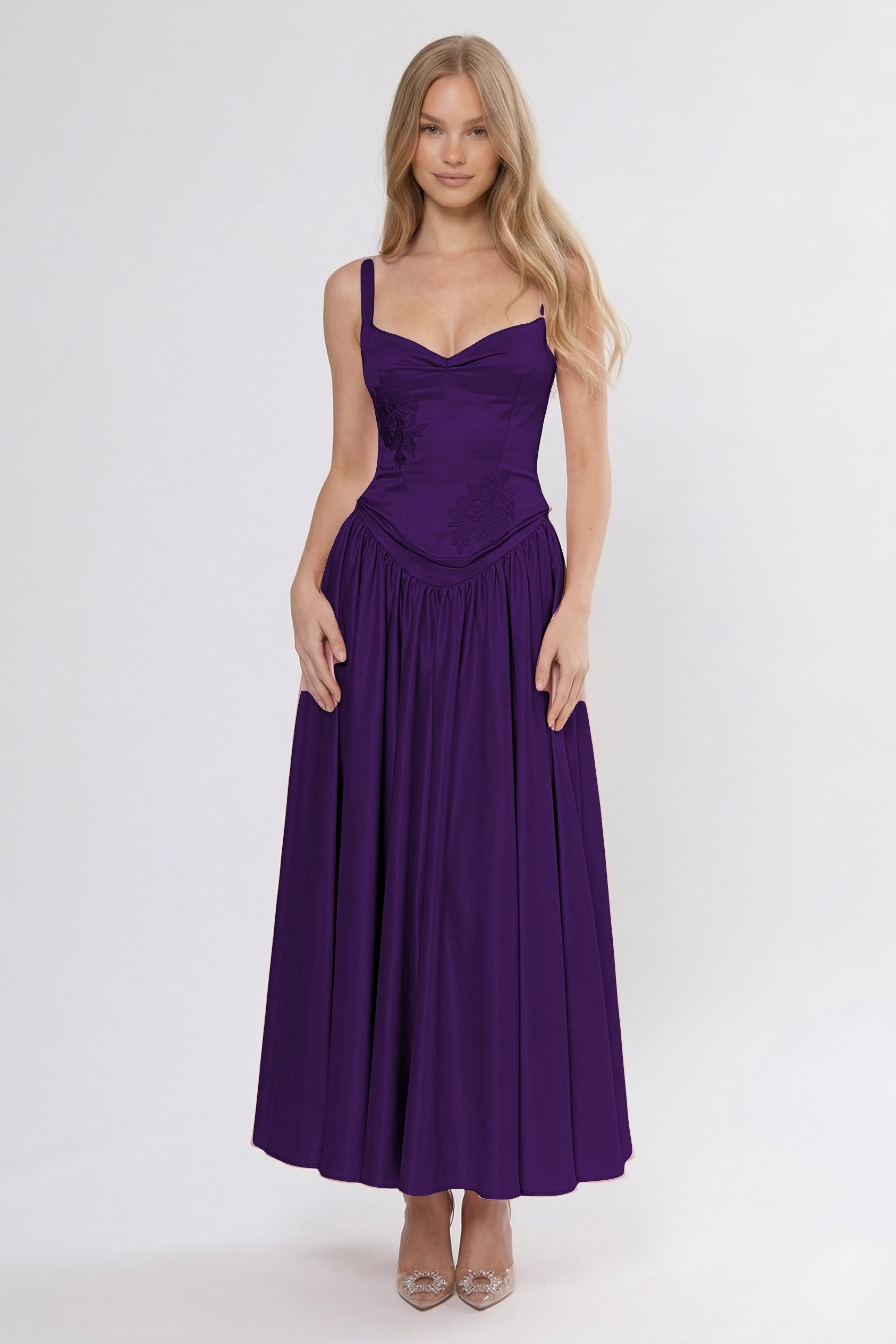 Elegant A Line/Two Piece Ankle Length Soft Satin Bridesmaid Dress CG0311BM Bridesmaid Dress