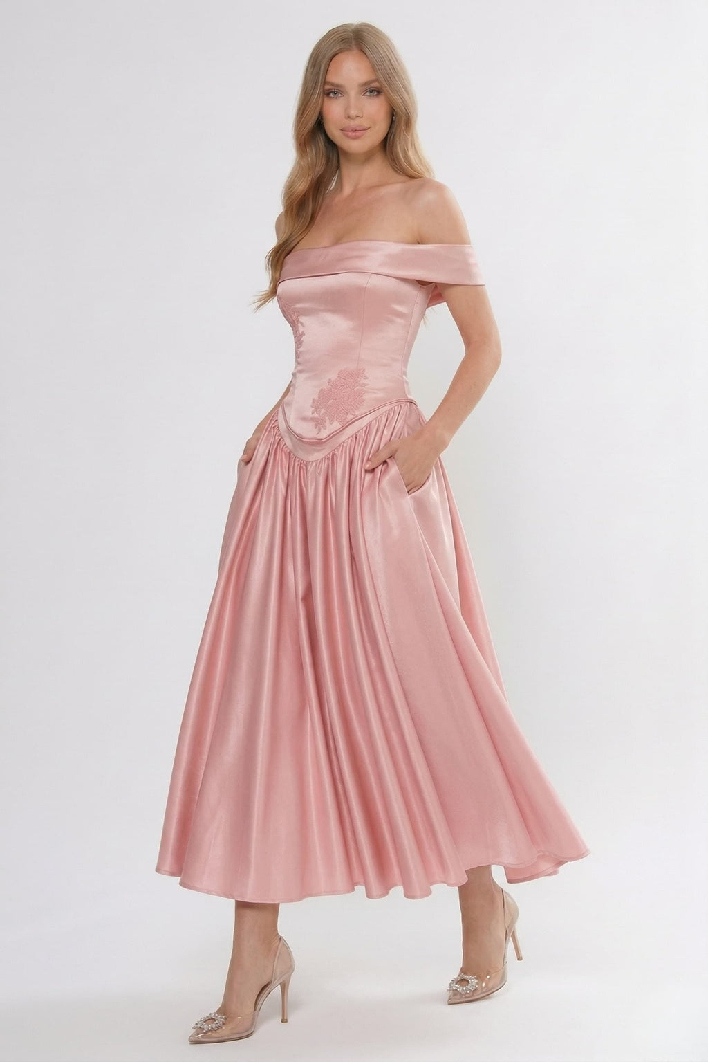Elegant A Line/Two Piece Ankle Length Soft Satin Bridesmaid Dress CG0313BM Bridesmaid Dress