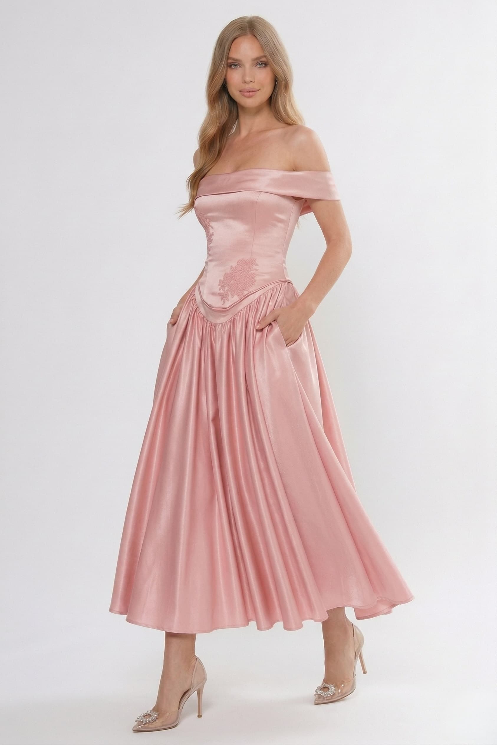 Elegant A Line/Two Piece Ankle Length Soft Satin Bridesmaid Dress CG0313BM Bridesmaid Dress