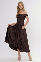 Elegant A Line/Two Piece Ankle Length Soft Satin Bridesmaid Dress CG0313BM Bridesmaid Dress