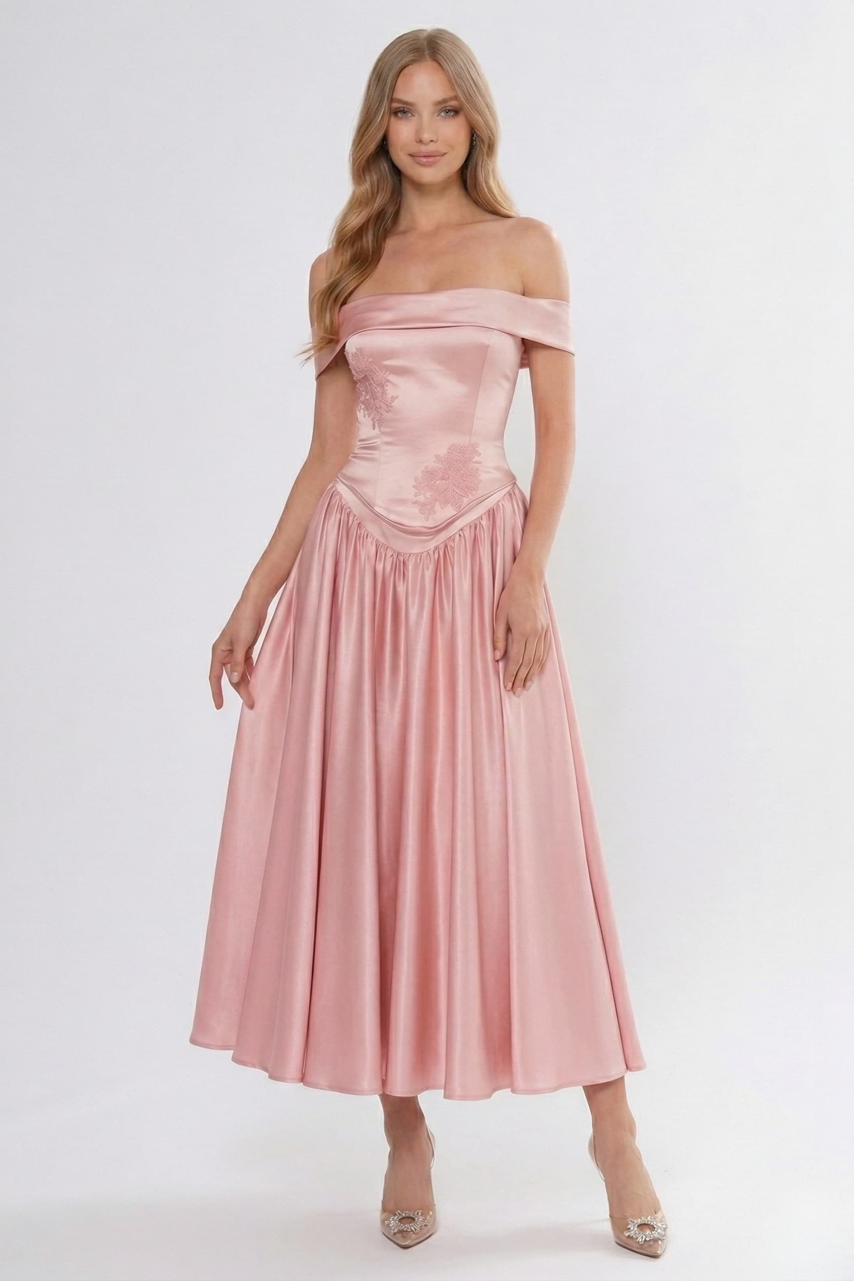 Elegant A Line/Two Piece Ankle Length Soft Satin Bridesmaid Dress CG0313BM Bridesmaid Dress