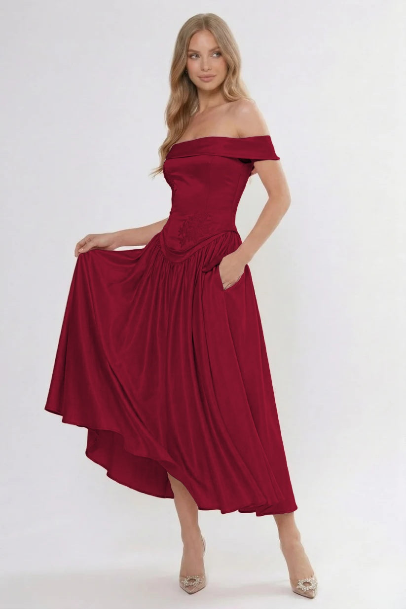 Elegant A Line/Two Piece Ankle Length Soft Satin Bridesmaid Dress CG0313BM Bridesmaid Dress