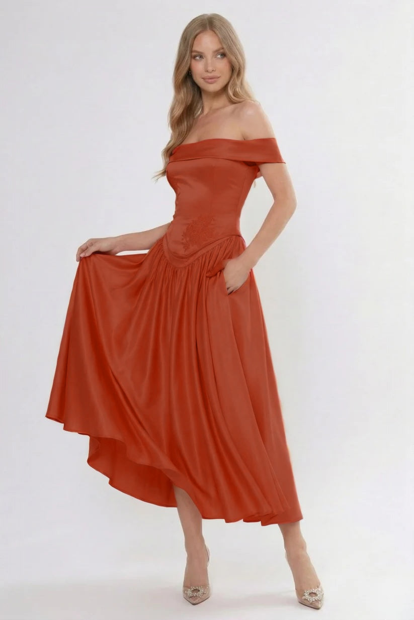 Elegant A Line/Two Piece Ankle Length Soft Satin Bridesmaid Dress CG0313BM Bridesmaid Dress
