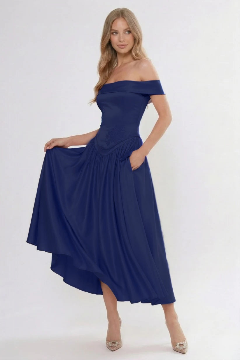 Elegant A Line/Two Piece Ankle Length Soft Satin Bridesmaid Dress CG0313BM Bridesmaid Dress