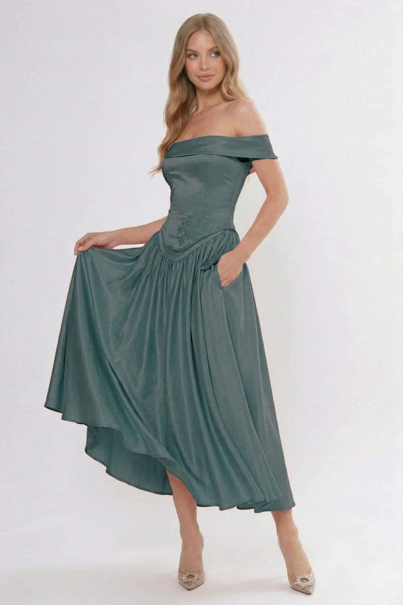 Elegant A Line/Two Piece Ankle Length Soft Satin Bridesmaid Dress CG0313BM Bridesmaid Dress
