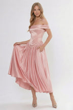 Elegant A Line/Two Piece Ankle Length Soft Satin Bridesmaid Dress CG0313BM Bridesmaid Dress