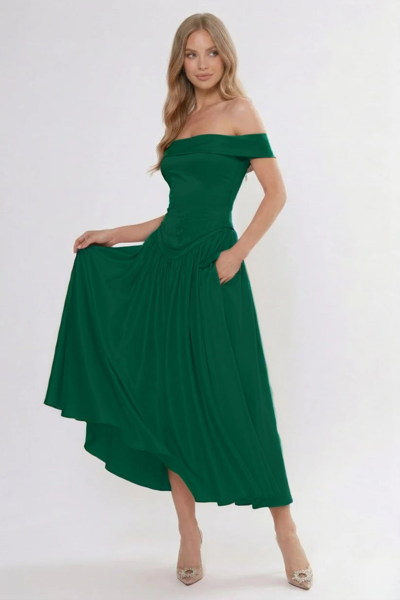 Elegant A Line/Two Piece Ankle Length Soft Satin Bridesmaid Dress CG0313BM Bridesmaid Dress