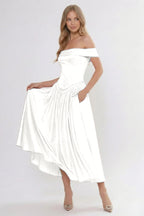 Elegant A Line/Two Piece Ankle Length Soft Satin Bridesmaid Dress CG0313BM Bridesmaid Dress
