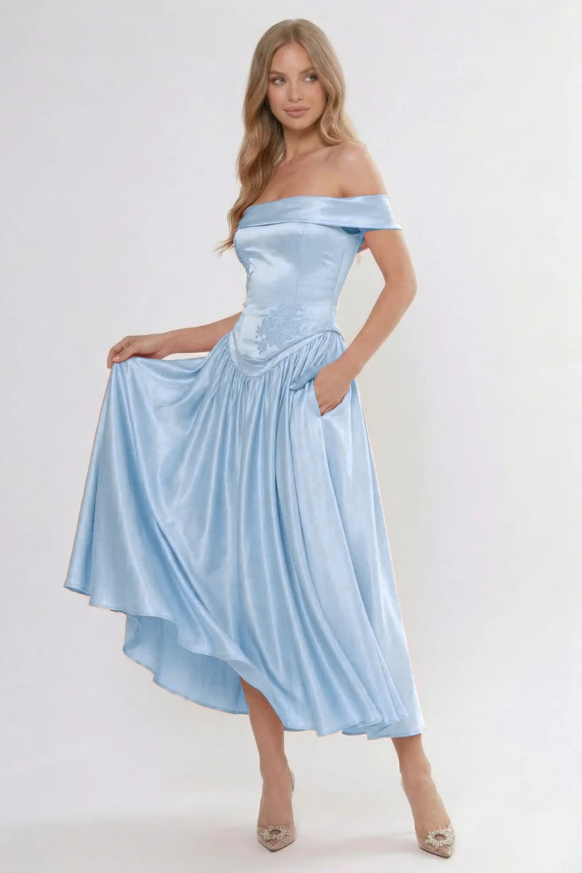 Elegant A Line/Two Piece Ankle Length Soft Satin Bridesmaid Dress CG0313BM Bridesmaid Dress