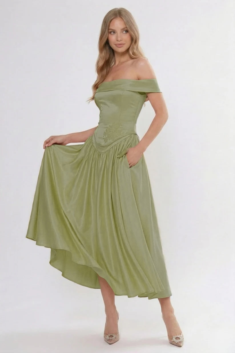 Elegant A Line/Two Piece Ankle Length Soft Satin Bridesmaid Dress CG0313BM Bridesmaid Dress