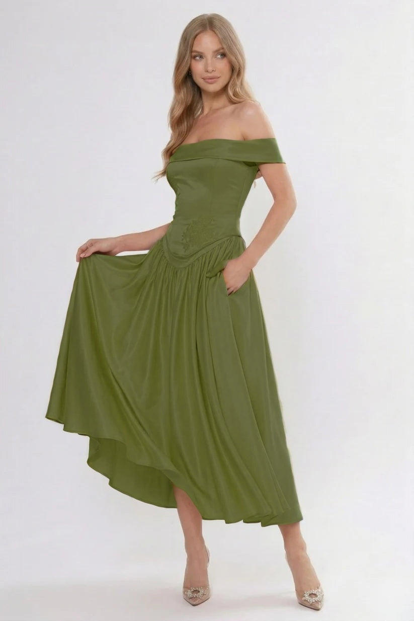 Elegant A Line/Two Piece Ankle Length Soft Satin Bridesmaid Dress CG0313BM Bridesmaid Dress