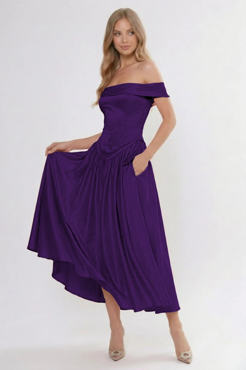 Elegant A Line/Two Piece Ankle Length Soft Satin Bridesmaid Dress CG0313BM Bridesmaid Dress