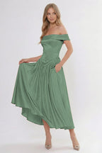 Elegant A Line/Two Piece Ankle Length Soft Satin Bridesmaid Dress CG0313BM Bridesmaid Dress