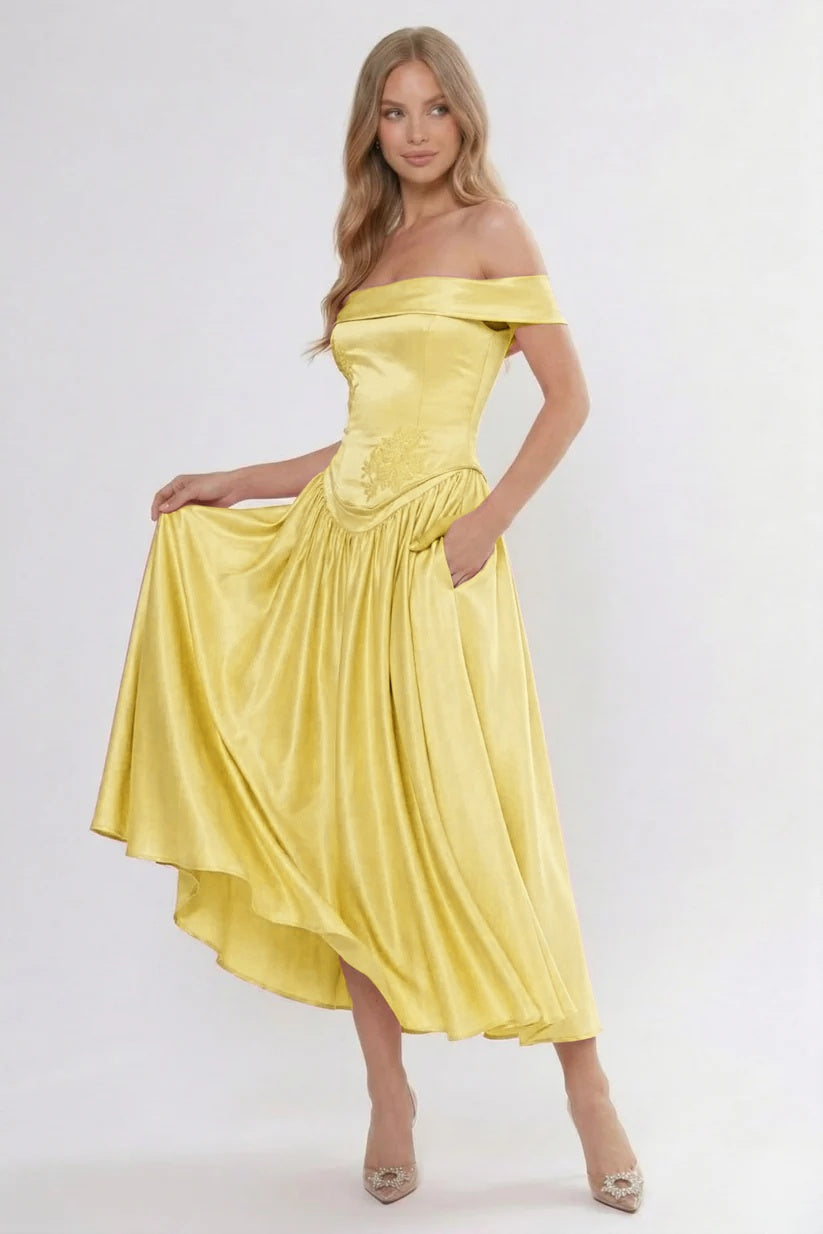 Elegant A Line/Two Piece Ankle Length Soft Satin Bridesmaid Dress CG0313BM Bridesmaid Dress