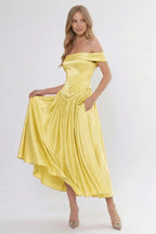 Elegant A Line/Two Piece Ankle Length Soft Satin Bridesmaid Dress CG0313BM Bridesmaid Dress
