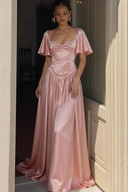 Elegant A Line/Two Piece Floor Length Soft Satin Bridesmaid Dress CG0316BM Bridesmaid Dress