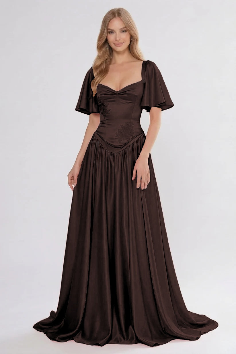 Elegant A Line/Two Piece Floor Length Soft Satin Bridesmaid Dress CG0316BM Bridesmaid Dress