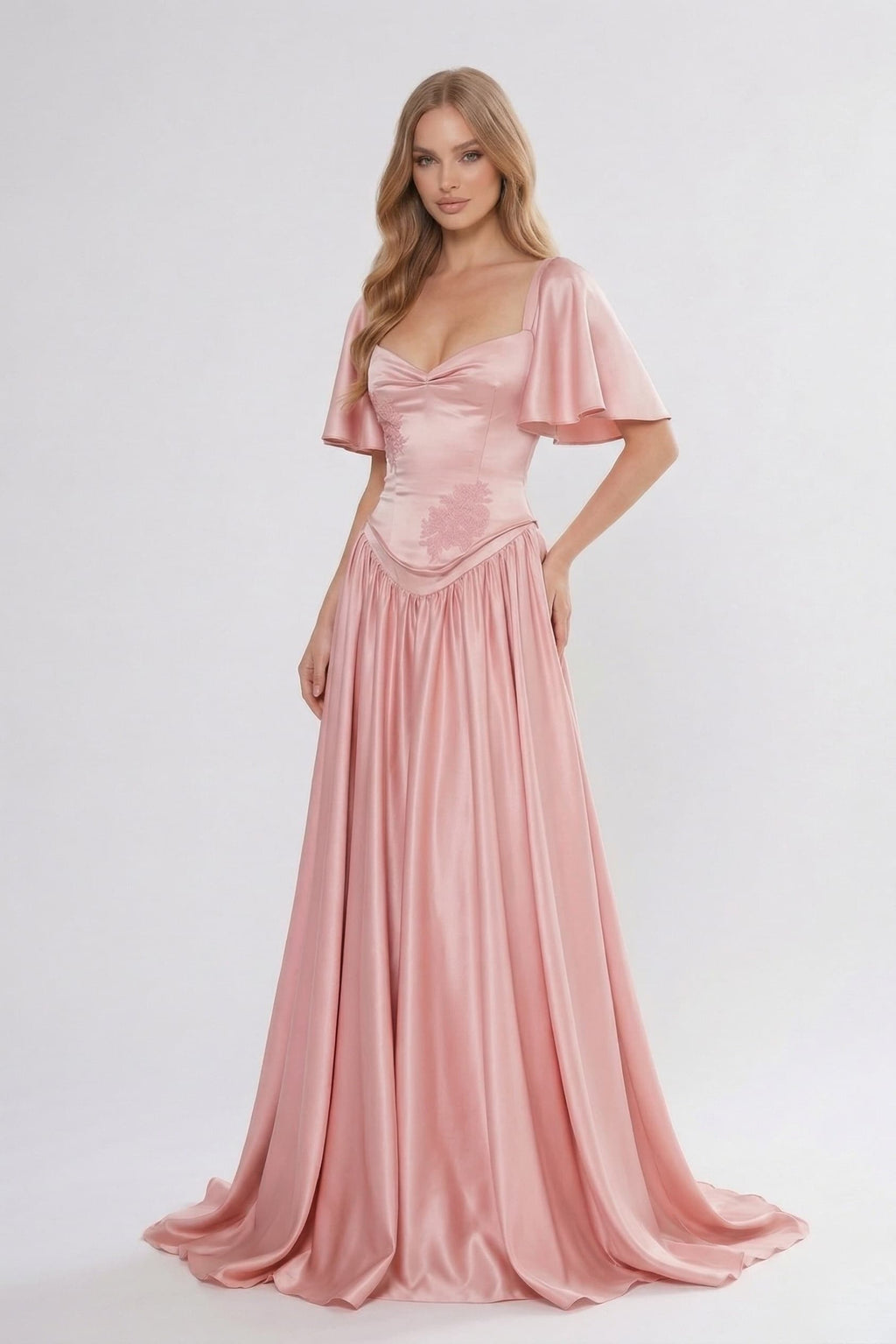 Elegant A Line/Two Piece Floor Length Soft Satin Bridesmaid Dress CG0316BM Bridesmaid Dress