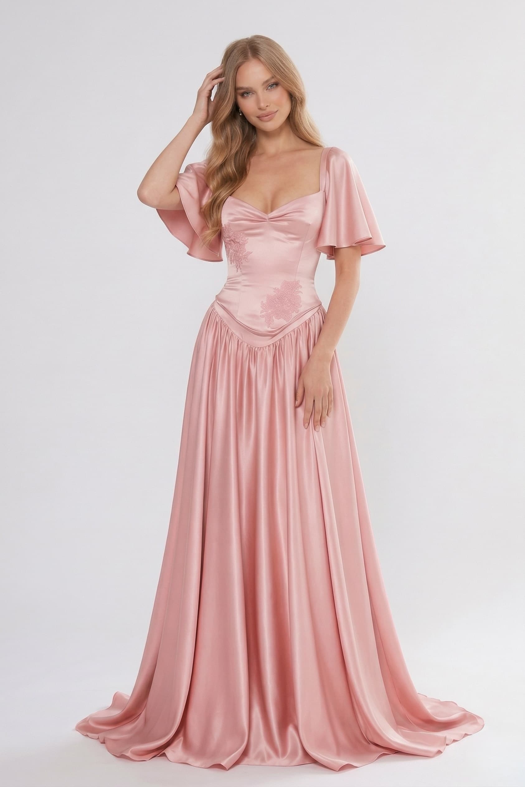 Elegant A Line/Two Piece Floor Length Soft Satin Bridesmaid Dress CG0316BM Bridesmaid Dress