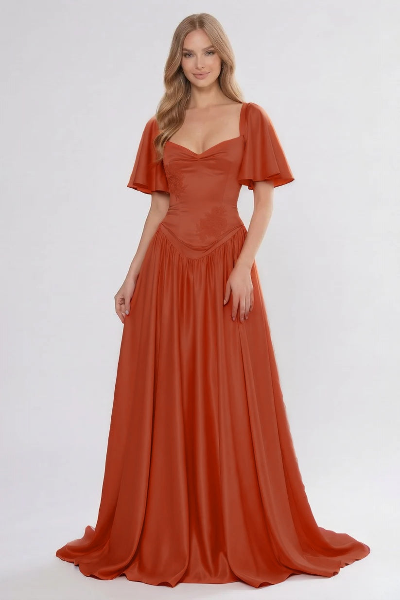 Elegant A Line/Two Piece Floor Length Soft Satin Bridesmaid Dress CG0316BM Bridesmaid Dress