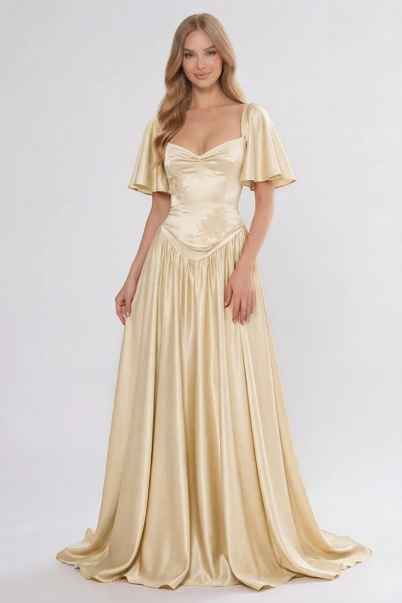 Elegant A Line/Two Piece Floor Length Soft Satin Bridesmaid Dress CG0316BM Bridesmaid Dress